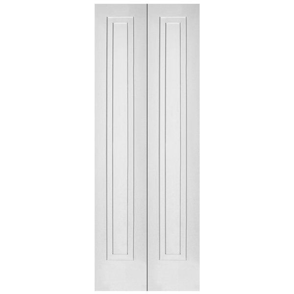 Codel Doors 24" x 80" Primed 1-Panel 2-Step Shaker Bifold Door and Hardware 2068pri8491BF